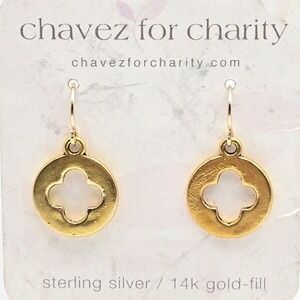 Chavez for Charity 14k‎ Gold Filled Sterling Silver Quatrefoil Dangle Earrings